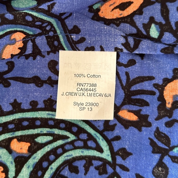 J. Crew Factory Blue Paisley Cotton Sundress Scoop Neck with Belt Size XS - Picture 13 of 14